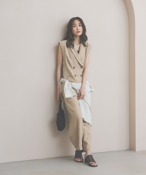 GLOBAL WORK(グローバルワーク)の「リネンライクオールインワン/661479(つなぎ/オールインワン・レディース・ライトベージュ/サックスブルー・MEDIUM/LARGE)」の6枚目の写真