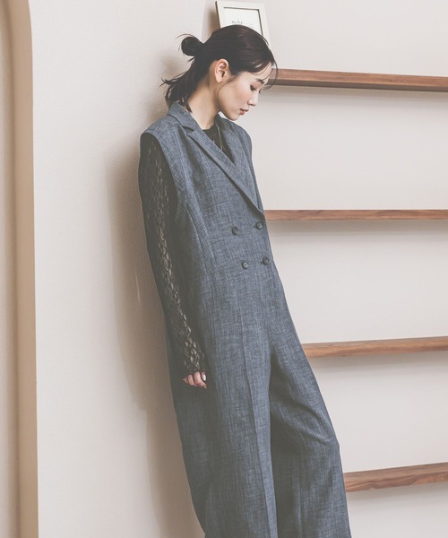 GLOBAL WORK(グローバルワーク)の「リネンライクオールインワン/661479(つなぎ/オールインワン・レディース・ライトベージュ/サックスブルー・MEDIUM/LARGE)」の11枚目の写真