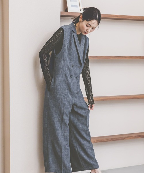 GLOBAL WORK(グローバルワーク)の「リネンライクオールインワン/661479(つなぎ/オールインワン・レディース・ライトベージュ/サックスブルー・MEDIUM/LARGE)」の12枚目の写真