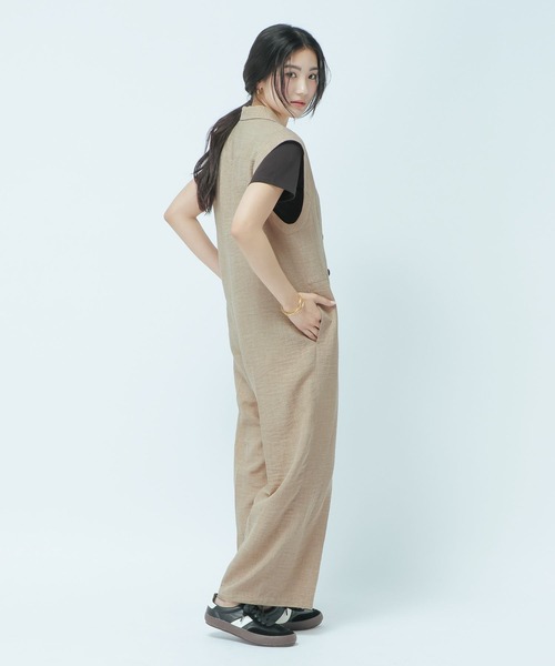 GLOBAL WORK(グローバルワーク)の「リネンライクオールインワン/661479(つなぎ/オールインワン・レディース・ライトベージュ/サックスブルー・MEDIUM/LARGE)」の14枚目の写真