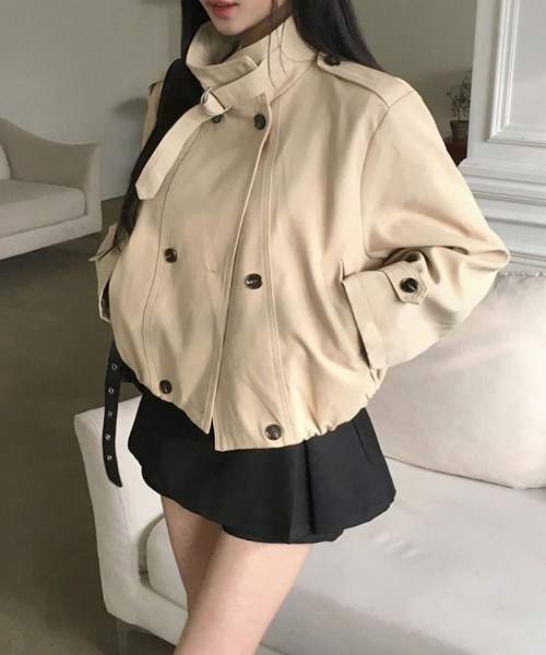 Emilie(エミリー)の「ハイネックベルトショートトレンチ(トレンチコート・レディース・アイボリー/ベージュ・FREE)」の16枚目の写真