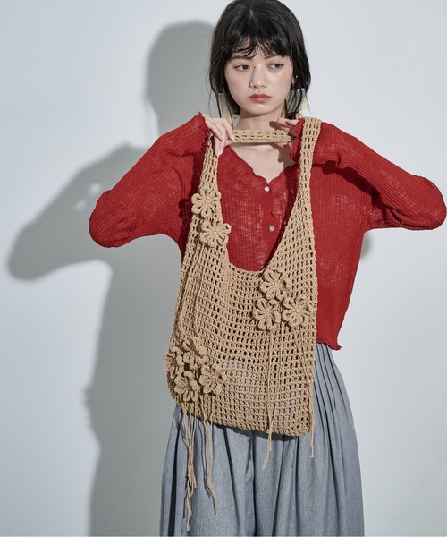 THE YOn（ザヨン）の「フラワーモチーフワンハンドルメッシュトート（トートバッグ・レディース・ベージュ/ブラック/アイボリー・FREE）」の20枚目の写真
