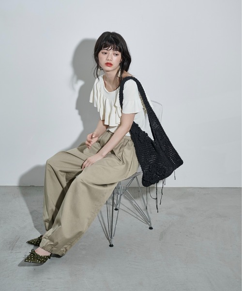 THE YOn（ザヨン）の「フラワーモチーフワンハンドルメッシュトート（トートバッグ・レディース・ベージュ/ブラック/アイボリー・FREE）」の16枚目の写真