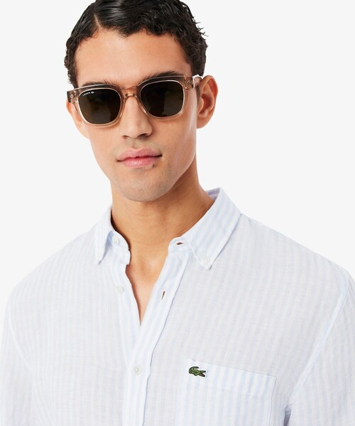 LACOSTE(ラコステ)の「リネンストライプシャツ(シャツ/ブラウス・メンズ・ライトブルー/ライトグリーン・41/40/39/38)」の3枚目の写真