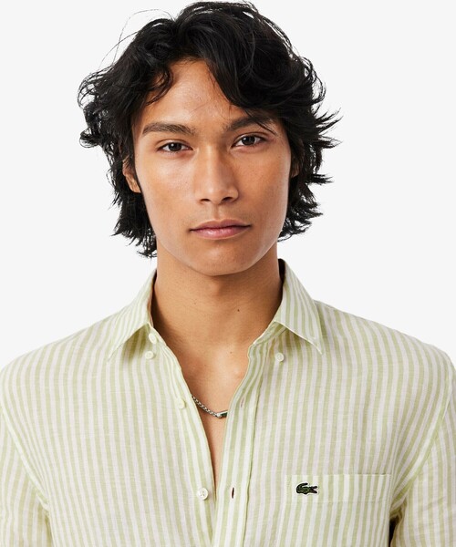 LACOSTE(ラコステ)の「リネンストライプシャツ(シャツ/ブラウス・メンズ・ライトブルー/ライトグリーン・41/40/39/38)」の10枚目の写真