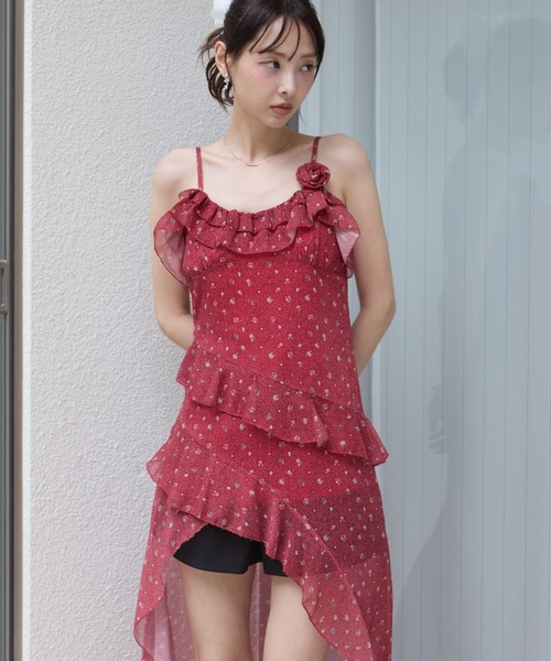 krahe(クレーエ)の「立体フラワーモチーフ シアーフリルチュニック / キャミドレス(ワンピース・レディース・ブルー/アイボリー/レッド・FREE)」の20枚目の写真