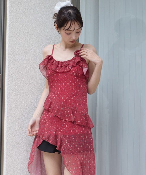 krahe(クレーエ)の「立体フラワーモチーフ シアーフリルチュニック / キャミドレス(ワンピース・レディース・ブルー/アイボリー/レッド・FREE)」の14枚目の写真