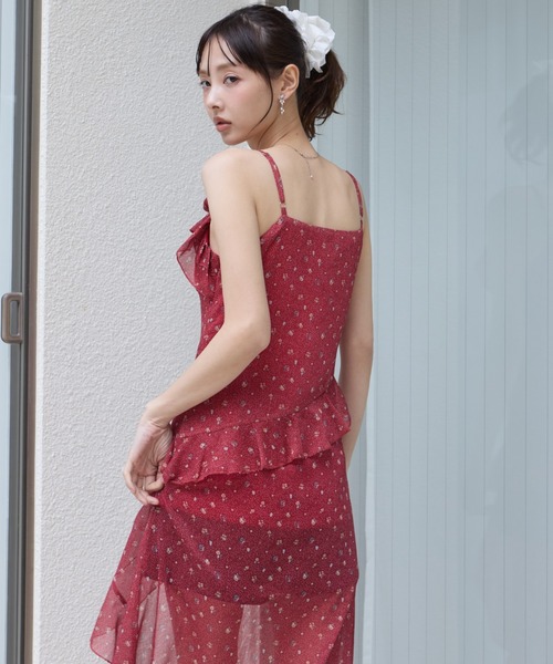 krahe(クレーエ)の「立体フラワーモチーフ シアーフリルチュニック / キャミドレス(ワンピース・レディース・ブルー/アイボリー/レッド・FREE)」の15枚目の写真