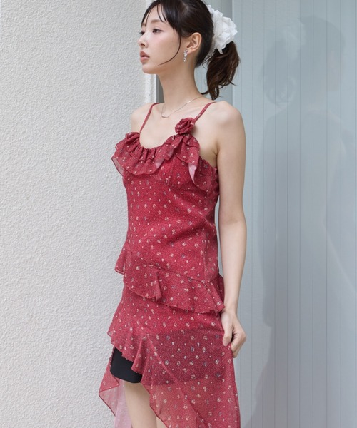 krahe(クレーエ)の「立体フラワーモチーフ シアーフリルチュニック / キャミドレス(ワンピース・レディース・ブルー/アイボリー/レッド・FREE)」の17枚目の写真