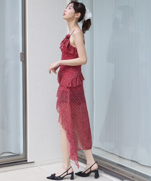 krahe(クレーエ)の「立体フラワーモチーフ シアーフリルチュニック / キャミドレス(ワンピース・レディース・ブルー/アイボリー/レッド・FREE)」の10枚目の写真