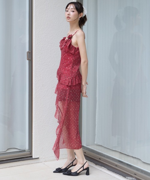 krahe(クレーエ)の「立体フラワーモチーフ シアーフリルチュニック / キャミドレス(ワンピース・レディース・ブルー/アイボリー/レッド・FREE)」の11枚目の写真