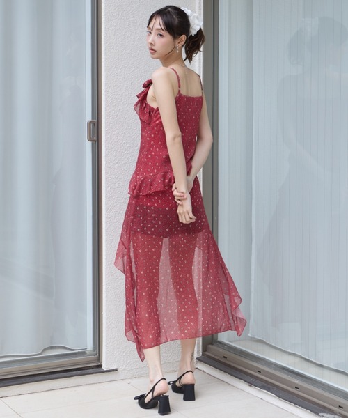 krahe(クレーエ)の「立体フラワーモチーフ シアーフリルチュニック / キャミドレス(ワンピース・レディース・ブルー/アイボリー/レッド・FREE)」の12枚目の写真