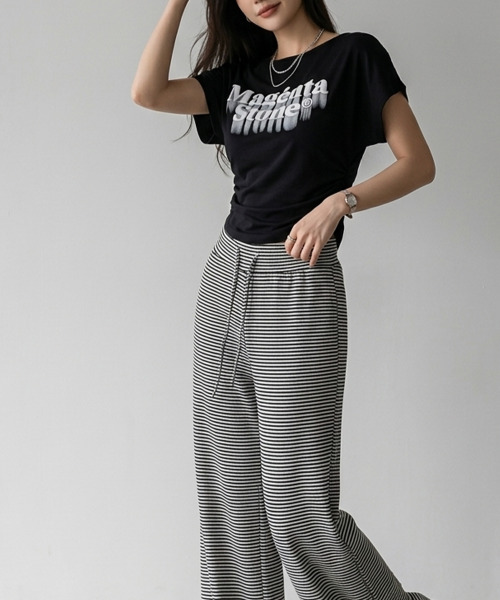 VIVID LADY(ビビッドレディー)の「ドレープ ボートネック ロゴトップス(Tシャツ/カットソー・レディース・ホワイト/ブラック/ベージュ・FREE)」の16枚目の写真