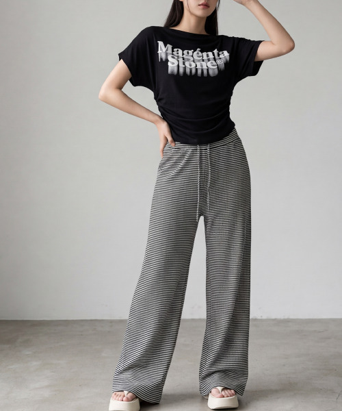 VIVID LADY(ビビッドレディー)の「ドレープ ボートネック ロゴトップス(Tシャツ/カットソー・レディース・ホワイト/ブラック/ベージュ・FREE)」の18枚目の写真