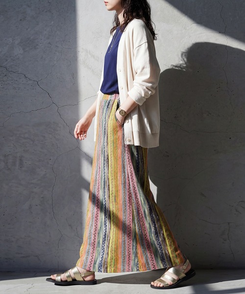 antiqua(アンティカ)の「ストライプ柄 フレア ロングスカート(スカート・レディース・その他・ONESIZE)」の13枚目の写真
