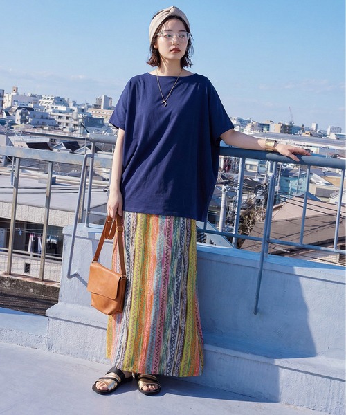 antiqua(アンティカ)の「ストライプ柄 フレア ロングスカート(スカート・レディース・その他・ONESIZE)」の2枚目の写真