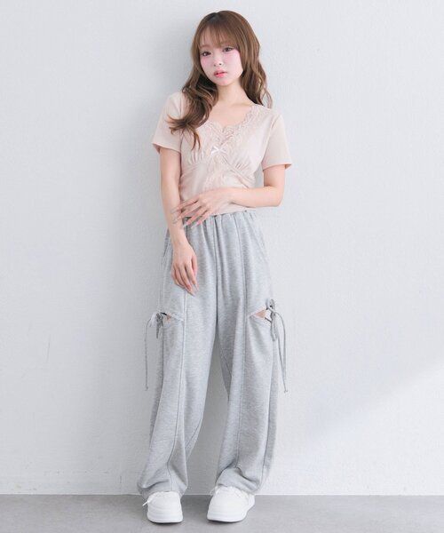 OLIVE des OLIVE(オリーブデオリーブ)の「レース半袖トップス(Tシャツ/カットソー・レディース・ブラック/ピンク/オフホワイト・FREE)」の16枚目の写真