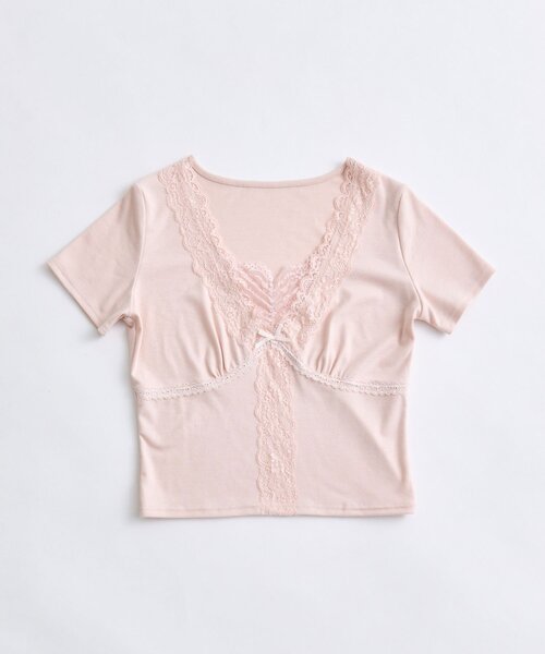 OLIVE des OLIVE(オリーブデオリーブ)の「レース半袖トップス(Tシャツ/カットソー・レディース・ブラック/ピンク/オフホワイト・FREE)」の17枚目の写真