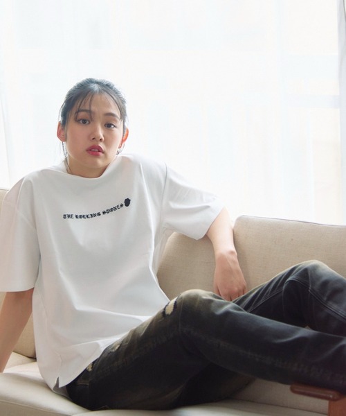 JACKROSE（ジャックローズ）の「B-TRS-シルケット天竺・リップス＆タン・ラインストーンSSTEE（Tシャツ/カットソー・メンズ・ブラック/ホワイト・M/L/XL）」の6枚目の写真