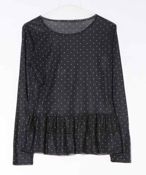 Jasmine Grandiflorum(ジャスミングランディフローラム)の「【Jasmine】ティアードフリルドッドシアートップス(Tシャツ/カットソー・レディース・ブラック/ホワイト・FREE)」の16枚目の写真