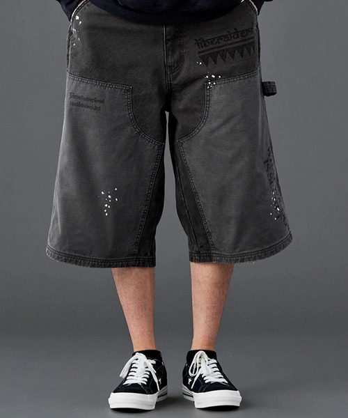 Liberaiders(リベレイダース)の「Liberaiders/リベレイダース HANDWRITING CANVAS WORK SHORTS ダブルニー ペイントデザイン ワークショーツ 秋 秋服 2026年秋冬(デニムパンツ・メンズ・ブラック/ベージュ・30/32/34)」の4枚目の写真