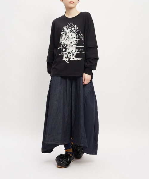 gomme(ゴム)の「デニムタックパンツ(デニムパンツ・レディース・ブラック/インディゴブルー・MEDIUM)」の6枚目の写真