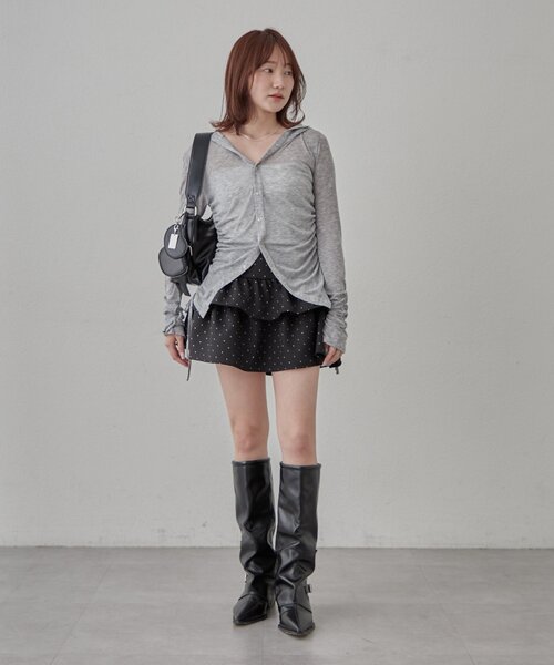 mline（エムライン）の「[mline]ギャザーフーディーパーカー（Tシャツ/カットソー・レディース・ピンク/ネイビー/ブルー/オフホワイト/グレー・FREE）」の6枚目の写真
