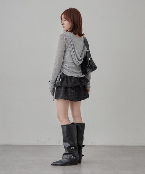 mline（エムライン）の「[mline]ギャザーフーディーパーカー（Tシャツ/カットソー・レディース・ピンク/ネイビー/ブルー/オフホワイト/グレー・FREE）」の7枚目の写真