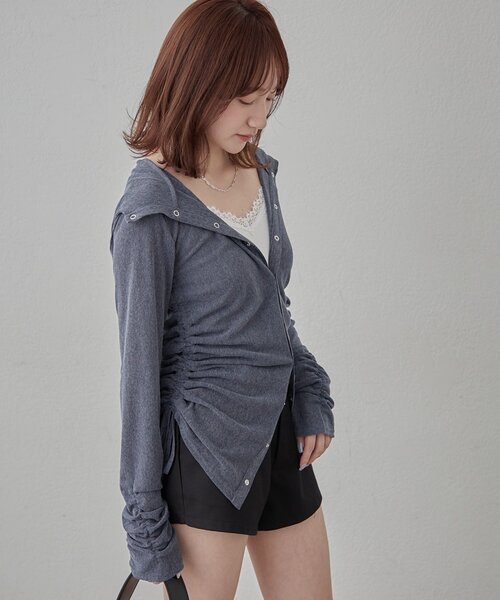 mline（エムライン）の「[mline]ギャザーフーディーパーカー（Tシャツ/カットソー・レディース・ピンク/ネイビー/ブルー/オフホワイト/グレー・FREE）」の10枚目の写真