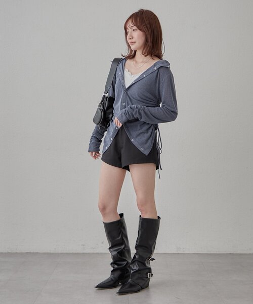 mline（エムライン）の「[mline]ギャザーフーディーパーカー（Tシャツ/カットソー・レディース・ピンク/ネイビー/ブルー/オフホワイト/グレー・FREE）」の12枚目の写真