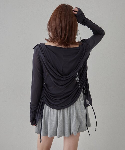 mline（エムライン）の「[mline]ギャザーフーディーパーカー（Tシャツ/カットソー・レディース・ピンク/ネイビー/ブルー/オフホワイト/グレー・FREE）」の18枚目の写真