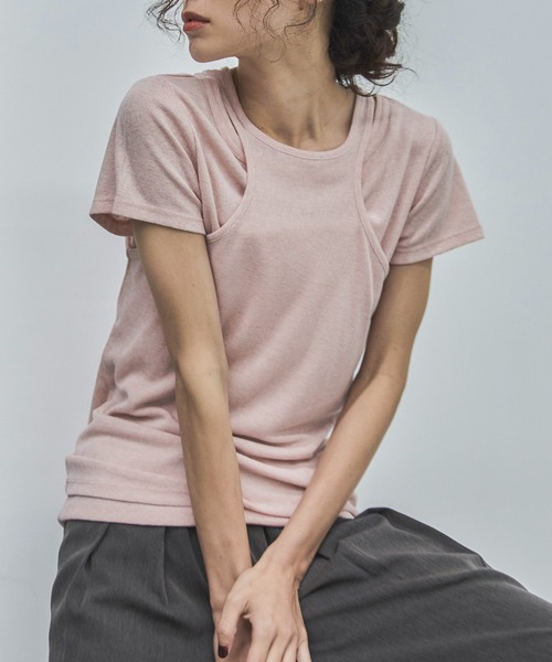 feepur（フェピュール）の「レイヤードスラブセットTee（Tシャツ/カットソー・レディース・オフホワイト/チャコールグレー/ピンク・MEDIUM）」の3枚目の写真