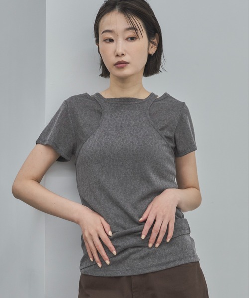 feepur（フェピュール）の「レイヤードスラブセットTee（Tシャツ/カットソー・レディース・オフホワイト/チャコールグレー/ピンク・MEDIUM）」の13枚目の写真