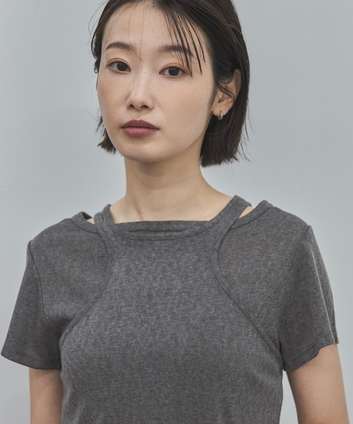 feepur（フェピュール）の「レイヤードスラブセットTee（Tシャツ/カットソー・レディース・オフホワイト/チャコールグレー/ピンク・MEDIUM）」の16枚目の写真