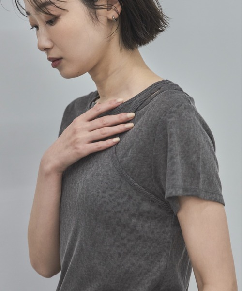 feepur（フェピュール）の「レイヤードスラブセットTee（Tシャツ/カットソー・レディース・オフホワイト/チャコールグレー/ピンク・MEDIUM）」の17枚目の写真