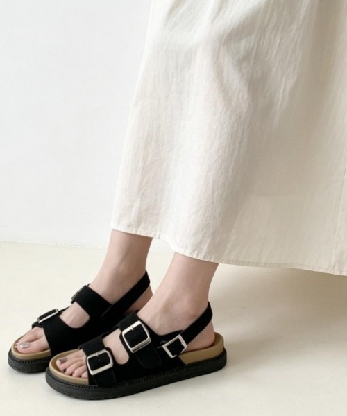 AMELY(エミリー)の「ダブルベルト バックストラップ サンダル(サンダル・レディース・ピンク/ベージュ/ブラック・39/38/37/36/35/40)」の4枚目の写真