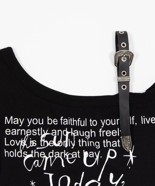 dispark（ディスパーク）の「DISPARK/ベルトショルダーレタリングT（Tシャツ/カットソー・レディース・ホワイト/ブラック・FREE）」の4枚目の写真