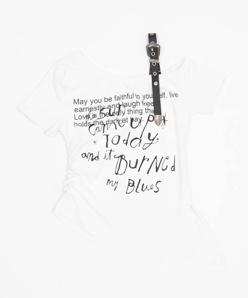 dispark（ディスパーク）の「DISPARK/ベルトショルダーレタリングT（Tシャツ/カットソー・レディース・ホワイト/ブラック・FREE）」の17枚目の写真