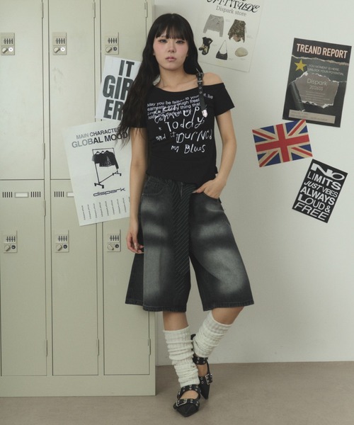 dispark（ディスパーク）の「DISPARK/ベルトショルダーレタリングT（Tシャツ/カットソー・レディース・ホワイト/ブラック・FREE）」の10枚目の写真