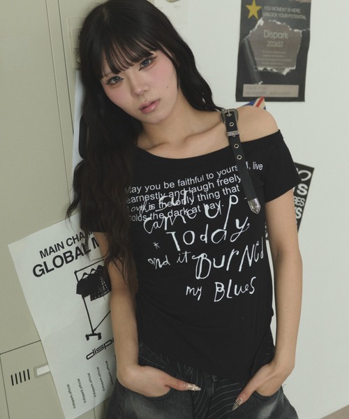 dispark（ディスパーク）の「DISPARK/ベルトショルダーレタリングT（Tシャツ/カットソー・レディース・ホワイト/ブラック・FREE）」の14枚目の写真