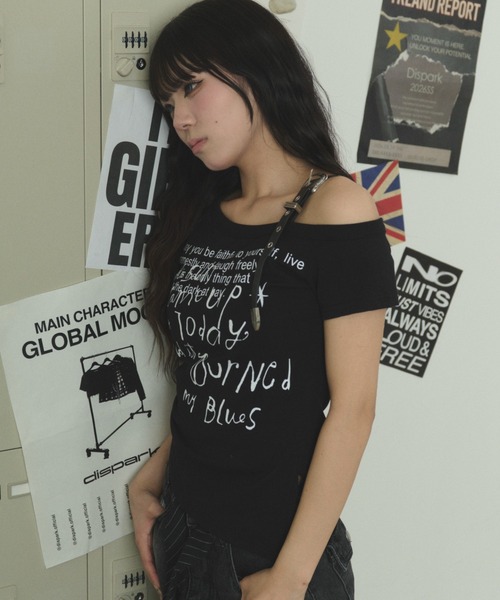 dispark（ディスパーク）の「DISPARK/ベルトショルダーレタリングT（Tシャツ/カットソー・レディース・ホワイト/ブラック・FREE）」の15枚目の写真