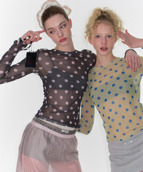 CRANK(クランク)の「ドットメッシュトップ_ブラウン(Tシャツ/カットソー・レディース・その他・FREE)」の2枚目の写真