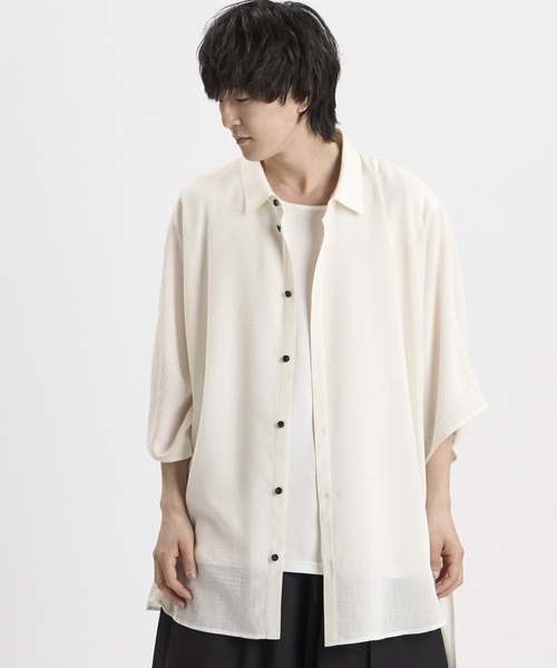 NO ID.(ノーアイディ)の「【NO ID.】Irregular Hemline Shirt / イレギュラー ヘムライン シャツ(シャツ/ブラウス・メンズ・ホワイト/グレー/ブラック・ONE SIZE)」の7枚目の写真