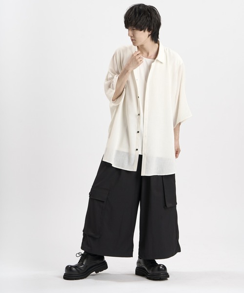 NO ID.(ノーアイディ)の「【NO ID.】Irregular Hemline Shirt / イレギュラー ヘムライン シャツ(シャツ/ブラウス・メンズ・ホワイト/グレー/ブラック・ONE SIZE)」の9枚目の写真