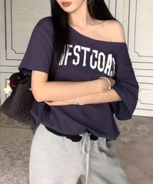 ワンショルダープリントTシャツ
