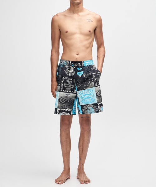 DEUS EX MACHINA(デウスエクスマキナ)の「WASHED AWAY SWIM SHORT リラックスフィット スイムショーツ(水着・メンズ・ブラック×ブルー・M/L/S)」の4枚目の写真