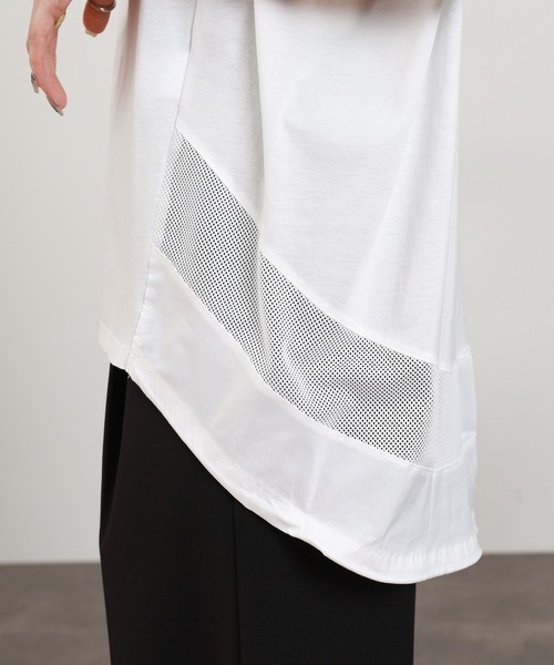 EGLANTINE(エグランティーヌ)の「EGLANTINE メッシュ切り替えカットソー ノースリーブ(Tシャツ/カットソー・レディース・ブラック/オフホワイト・38)」の22枚目の写真