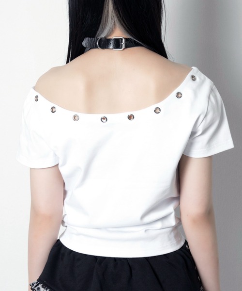 LAZYSLAY(レイジースレイ)の「オフショルダープリントTシャツ(Tシャツ/カットソー・レディース・ブラック/ホワイト・FREE)」の6枚目の写真