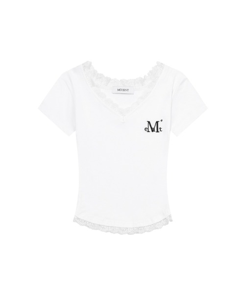 MUCENT(ムセント)の「MUCENT(ムセント)- SUNNIOR LACE V-NECK HALF T(Tシャツ/カットソー・レディース・ホワイト/ブラック・FREE)」の3枚目の写真