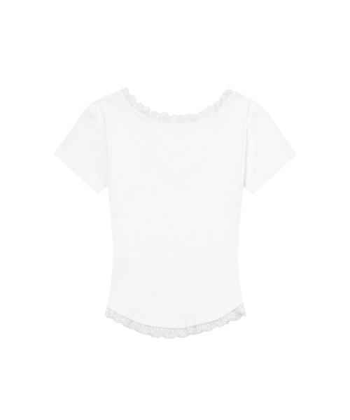 MUCENT(ムセント)の「MUCENT(ムセント)- SUNNIOR LACE V-NECK HALF T(Tシャツ/カットソー・レディース・ホワイト/ブラック・FREE)」の4枚目の写真